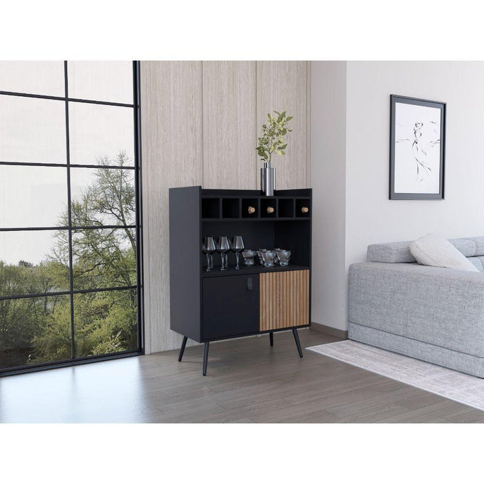 Bar Bajo Mirabella, Wengue y Lenno, Con Espacio Para Botellas De Vino y Copas