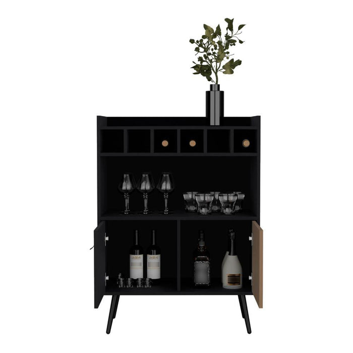 Bar Bajo Mirabella, Wengue y Lenno, Con Espacio Para Botellas De Vino y Copas