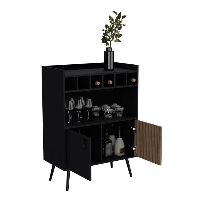 Bar Bajo Mirabella, Wengue y Lenno, Con Espacio Para Botellas De Vino y Copas