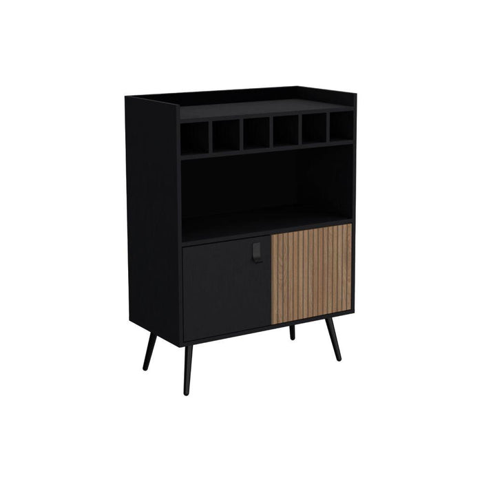 Bar Bajo Mirabella, Wengue y Lenno, Con Espacio Para Botellas De Vino y Copas