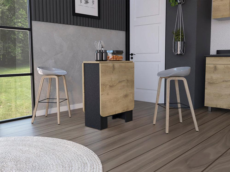 Mesa Auxiliar De Cocina Plegable Merida, Wengue y Macadamia, con Amplia Superficie