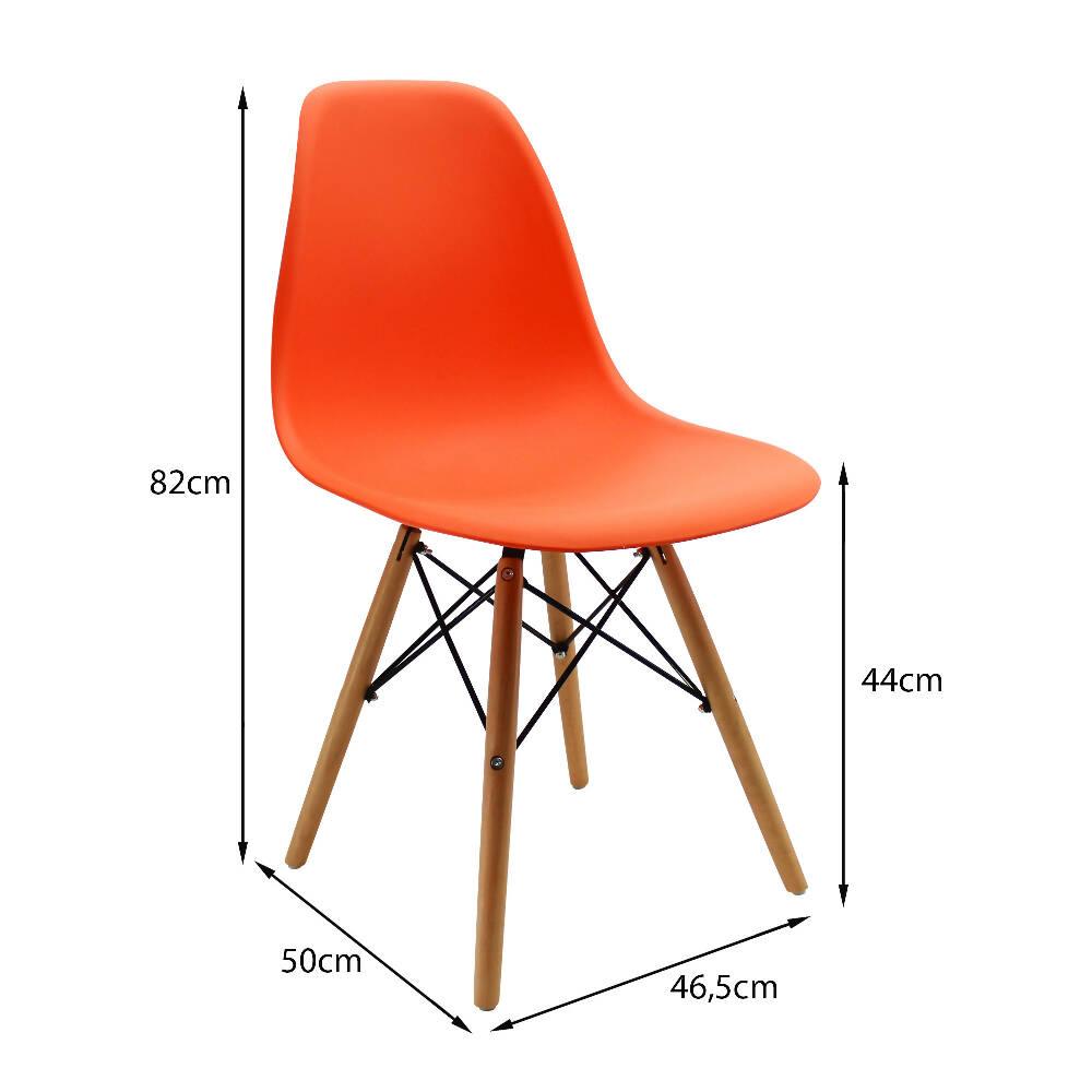Kit por 4 sillas Eames Patas En Madera para comedor, sala, restaurante - Naranjas