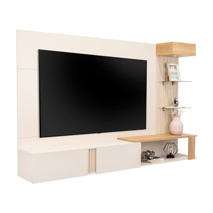 Panel de Tv Isolde, Capri y Fresno Europeo, con Espacio Para Televisor de Hasta 70 Pulgadas