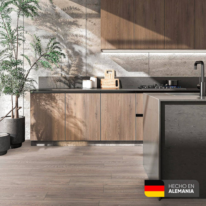 Piso laminado Roble Humo 7 mm AC3 23-31 para interiores.