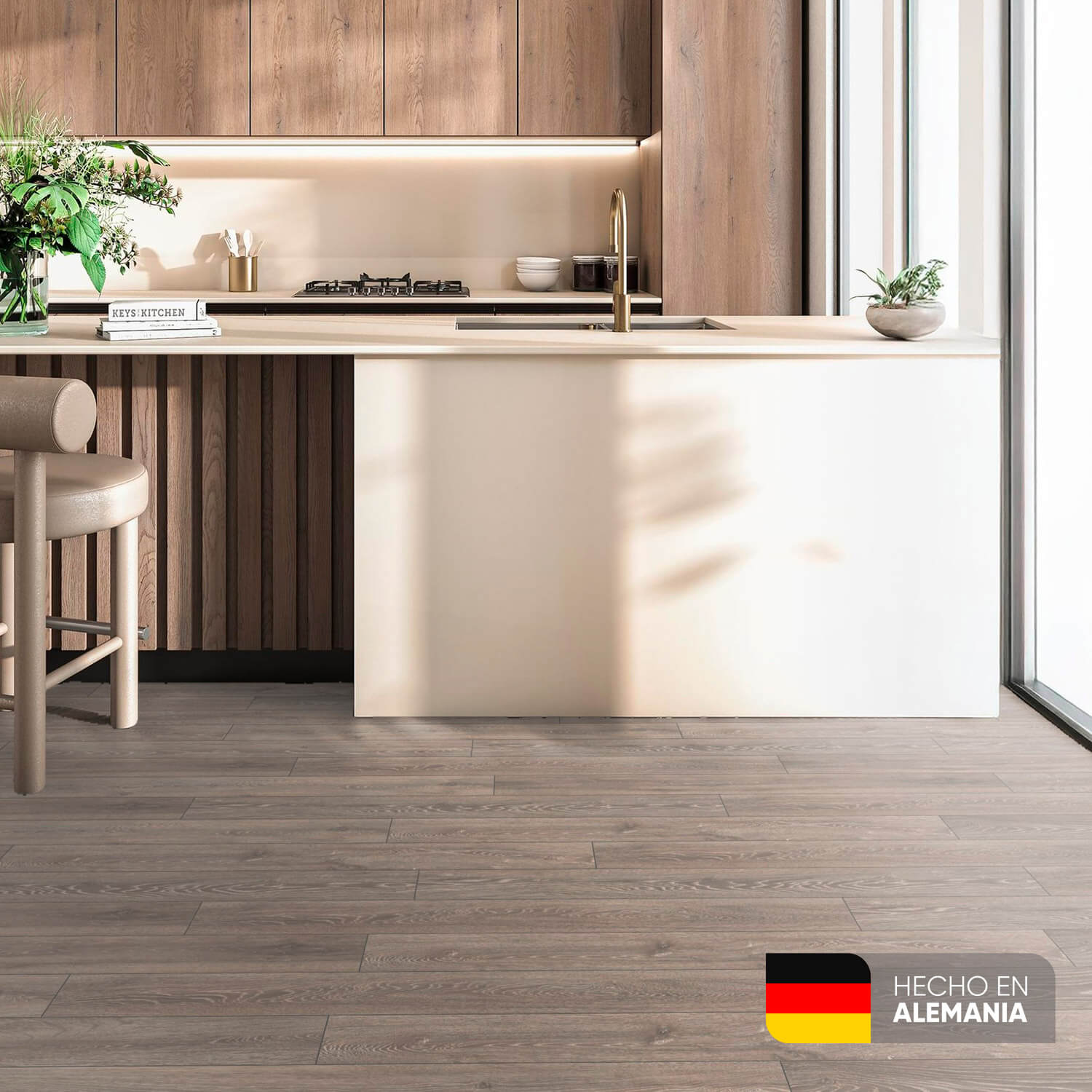 Piso Laminado Roble Humo de 7mm marca Kronospan