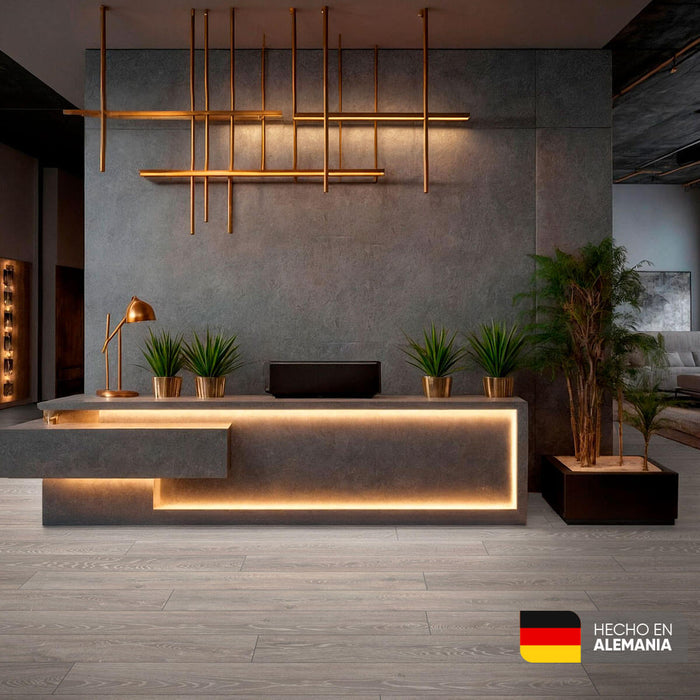 Piso laminado Roble Humo 7 mm AC3 23-31 para interiores.