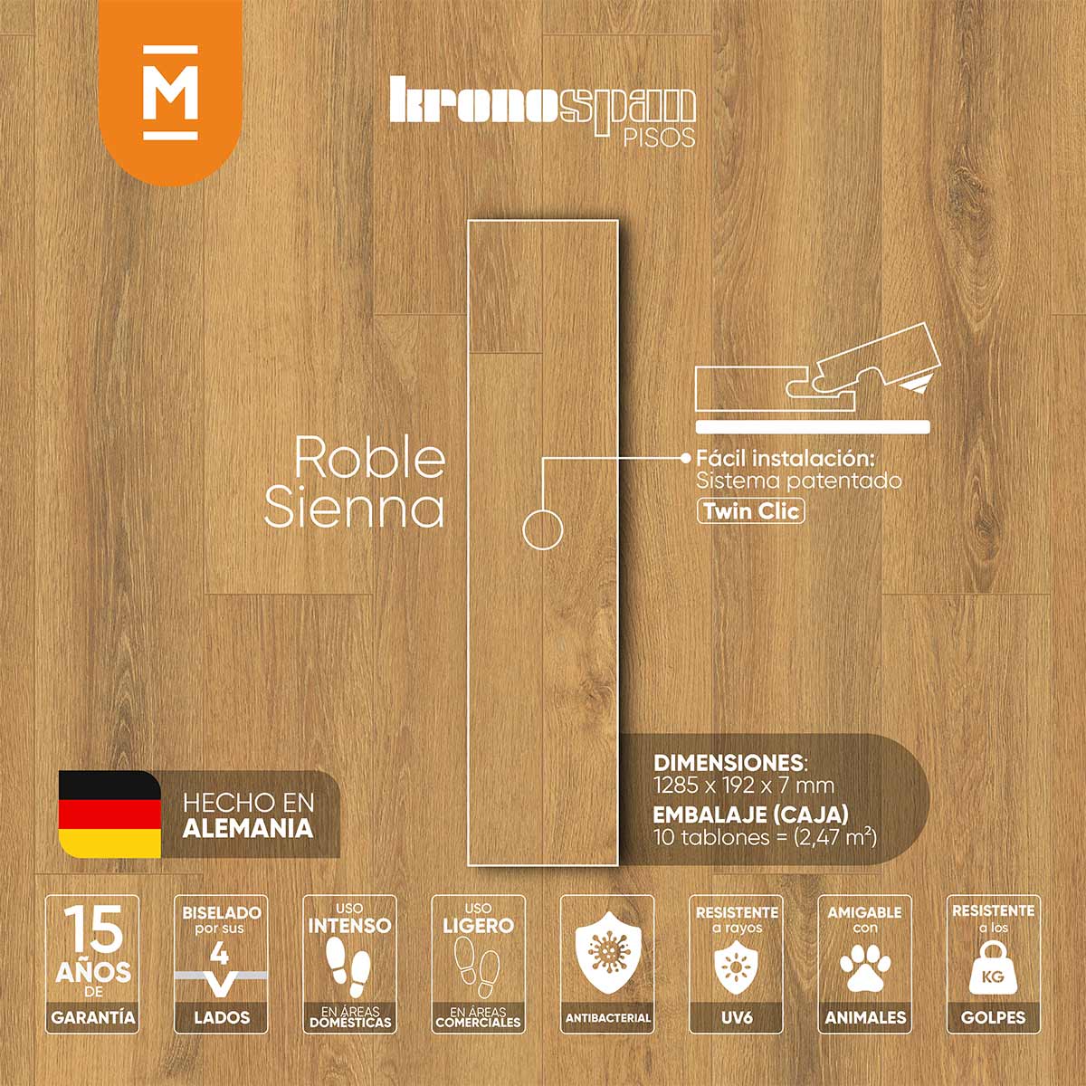 pisos laminados esencial roble sienna kronspan plt31roblesienna madecentro