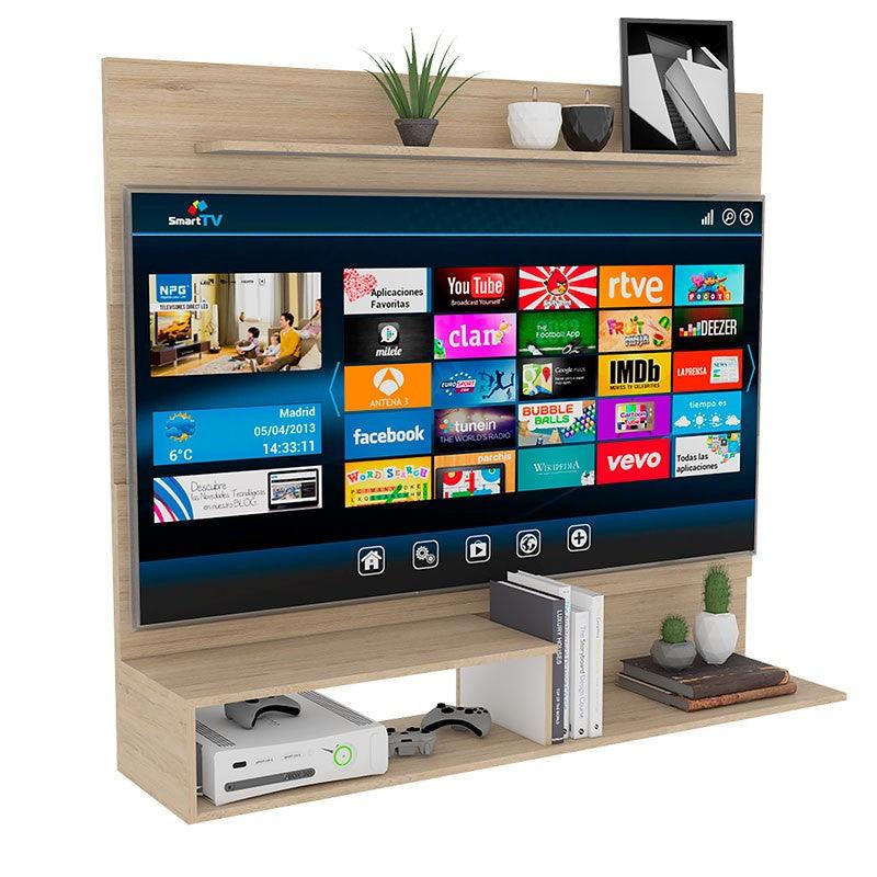 Panel de Tv Ascher, Cartagena y Blanco, con Espacio Para Televisor de Hasta 55 Pulgadas
