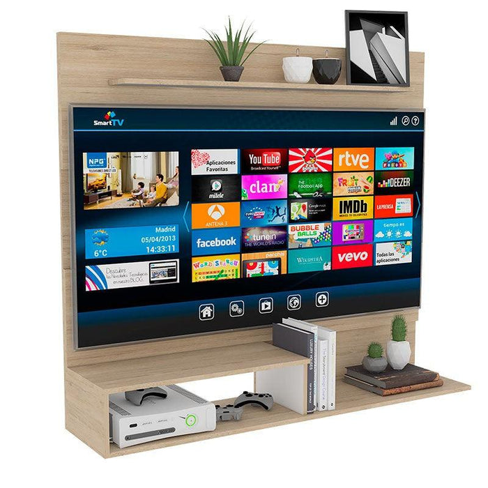 Panel de Tv Ascher, Cartagena y Blanco, con Espacio Para Televisor de Hasta 55 Pulgadas