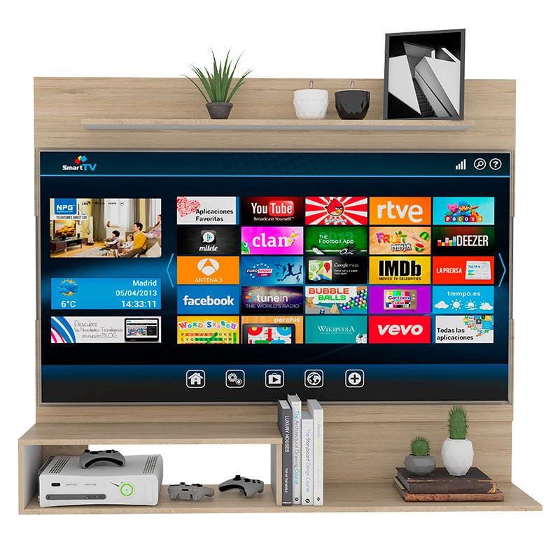 Panel de Tv Ascher, Cartagena y Blanco, con Espacio Para Televisor de Hasta 55 Pulgadas