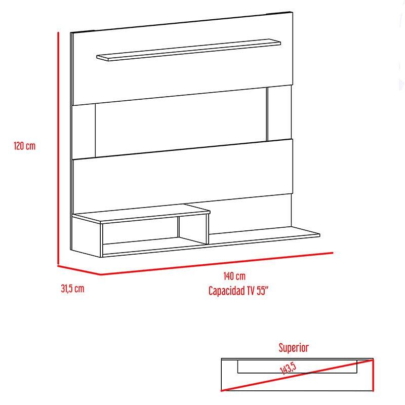 Panel de Tv Ascher, Cartagena y Blanco, con Espacio Para Televisor de Hasta 55 Pulgadas