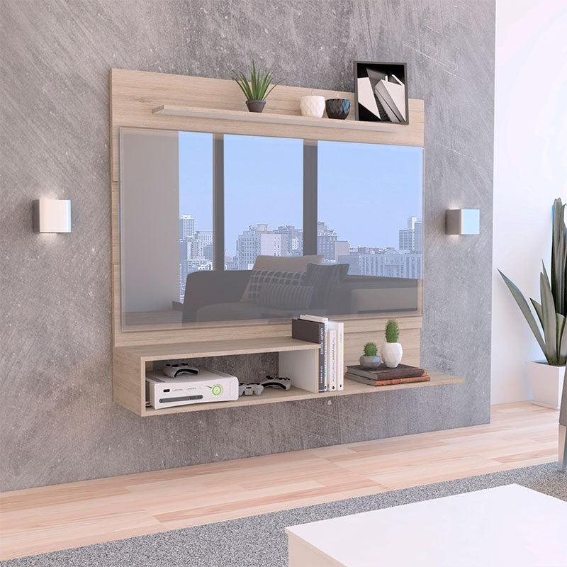 Panel de Tv Ascher, Cartagena y Blanco, con Espacio Para Televisor de Hasta 55 Pulgadas
