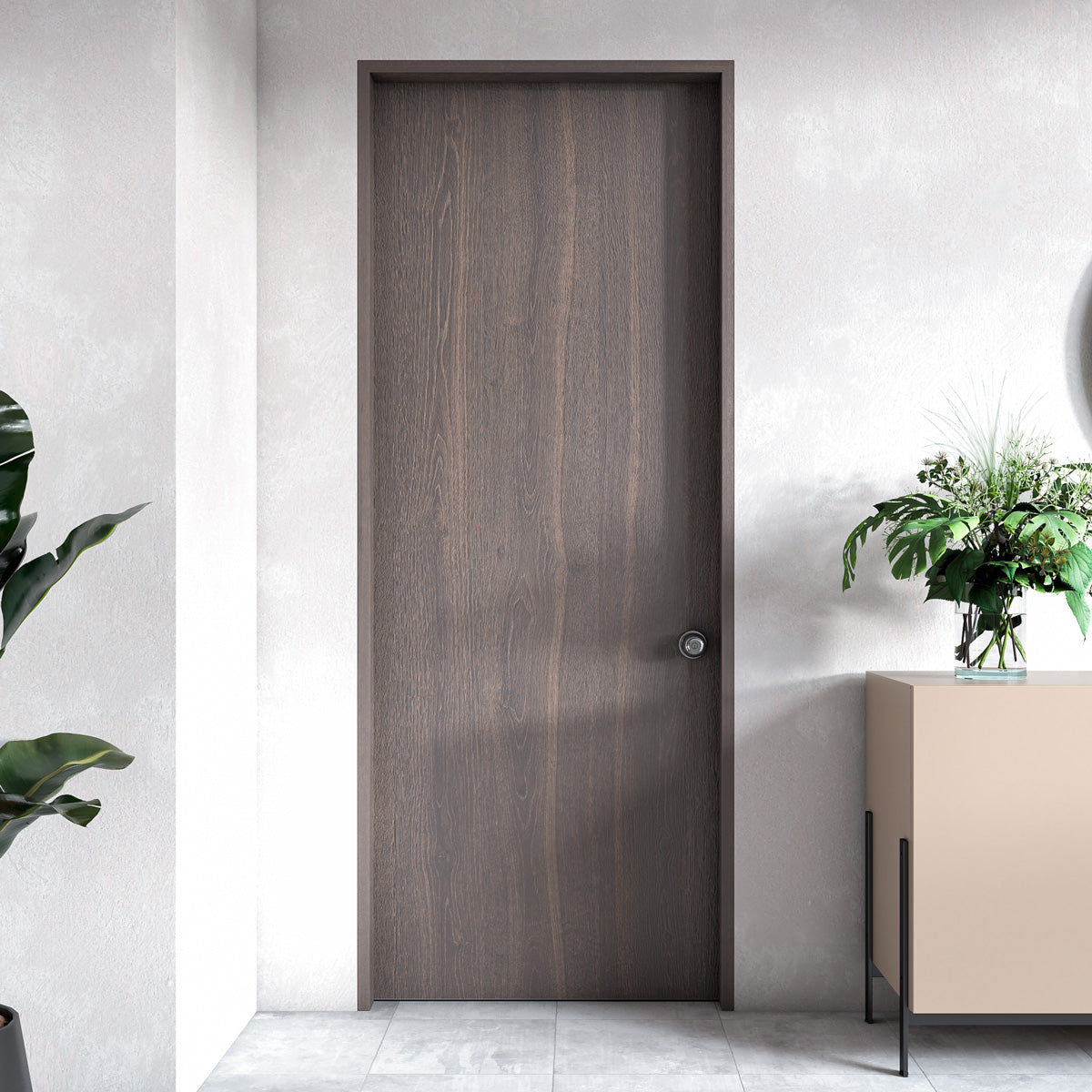 Puerta de madera melaminica veta vertical color Milán 80 cm x 235 cm