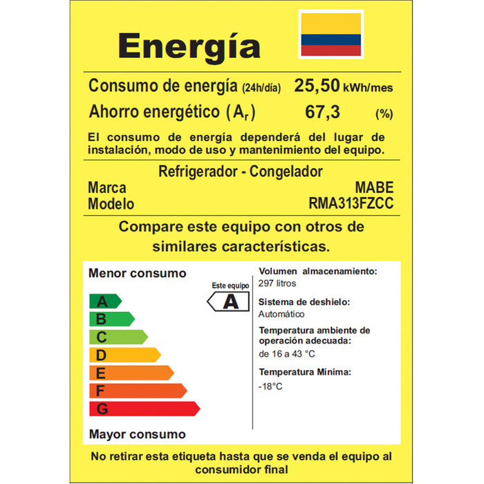 Refrigerador No Frost Mabe Black Steel de 313 litros con panel digital