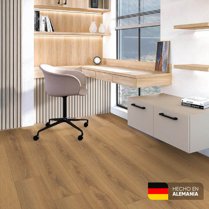 Piso laminado Roble Sienna 7 mm AC3 23-31 para interiores.