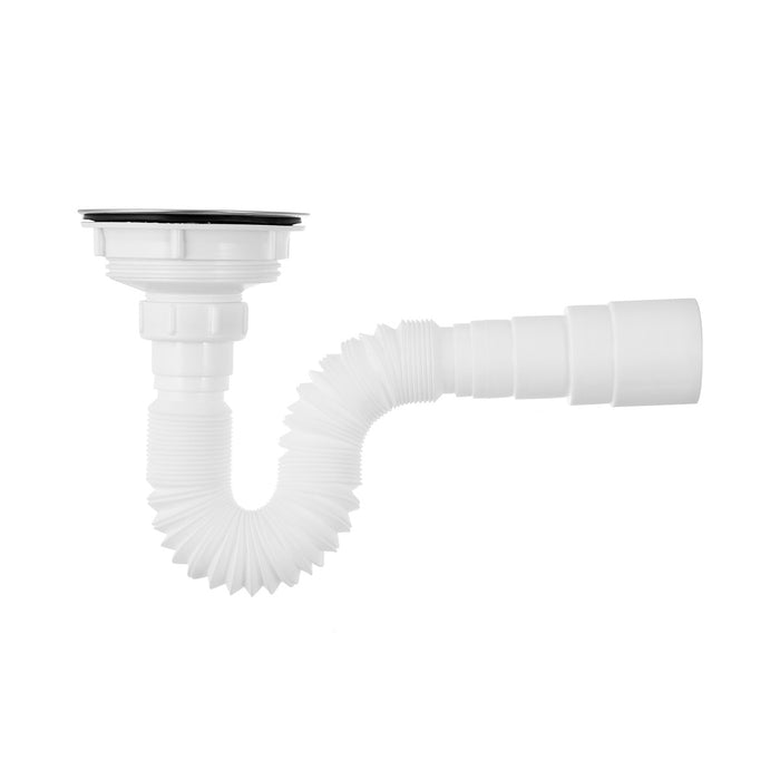 Sifón flexible con canastilla para lavaplatos marca Boccherini