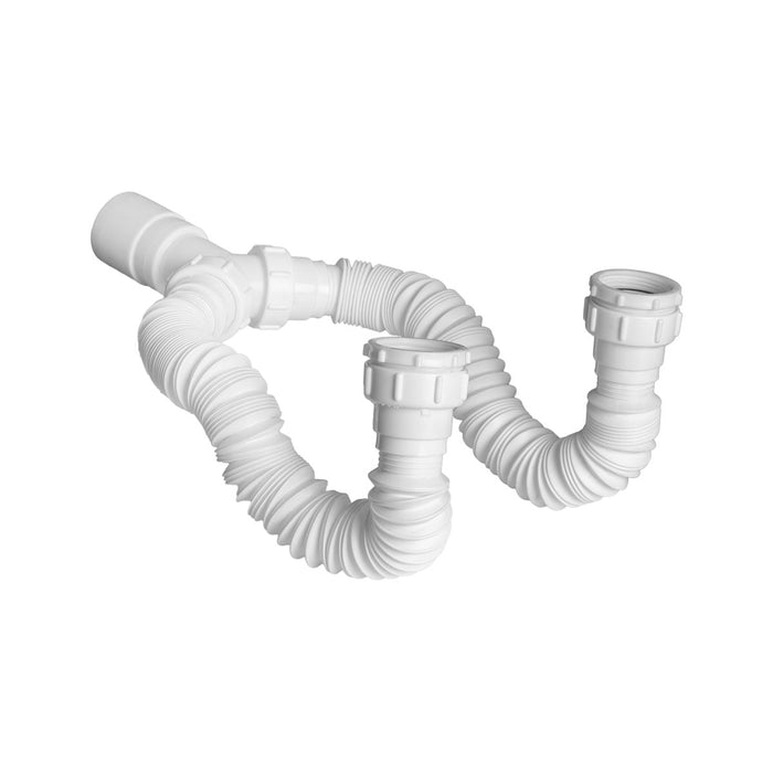 Sifon flexible doble nacional blanco marca Boccherini