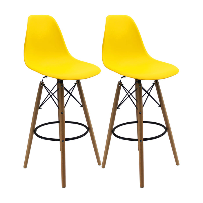 Kit por 2 sillas de barra DKR tipo Eames color amarillo