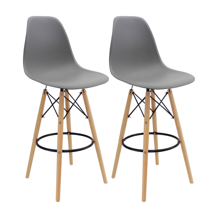 Kit por 2 sillas de barra DKR Bar tipo Eames color gris