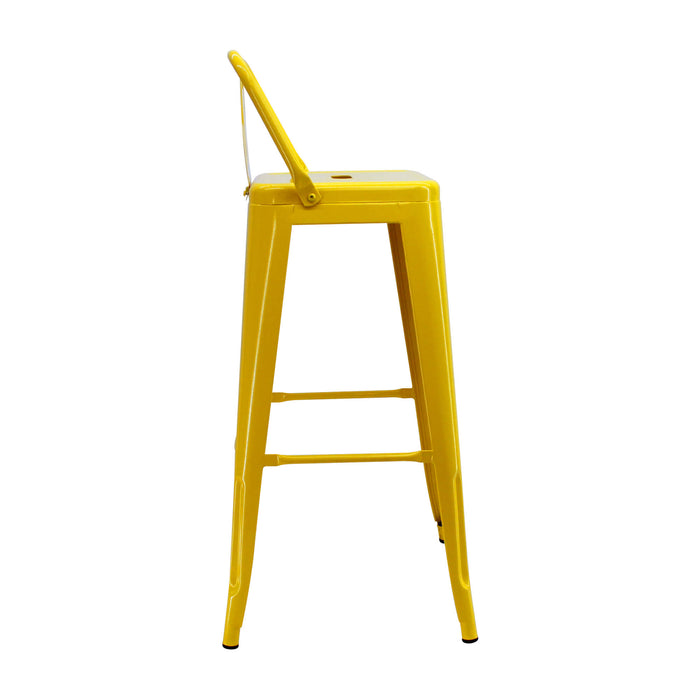 Silla de barra tipo tolix con espalda color amarillo