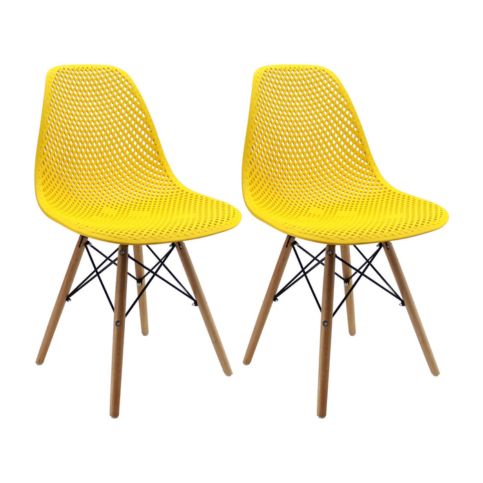 Kit por 2 sillas de comedor tipo Eames color amarillo