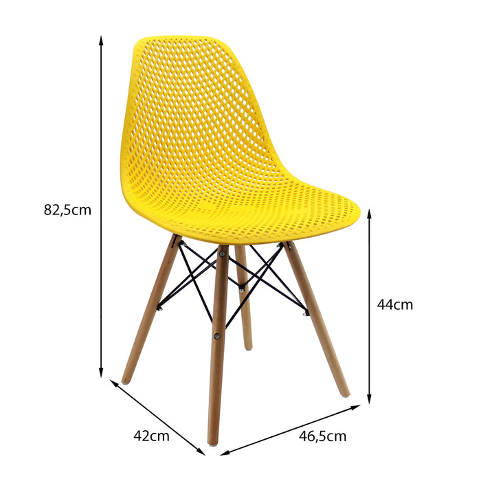 Kit por 4 sillas de comedor tipo Eames color color amarillo marca Boxbit