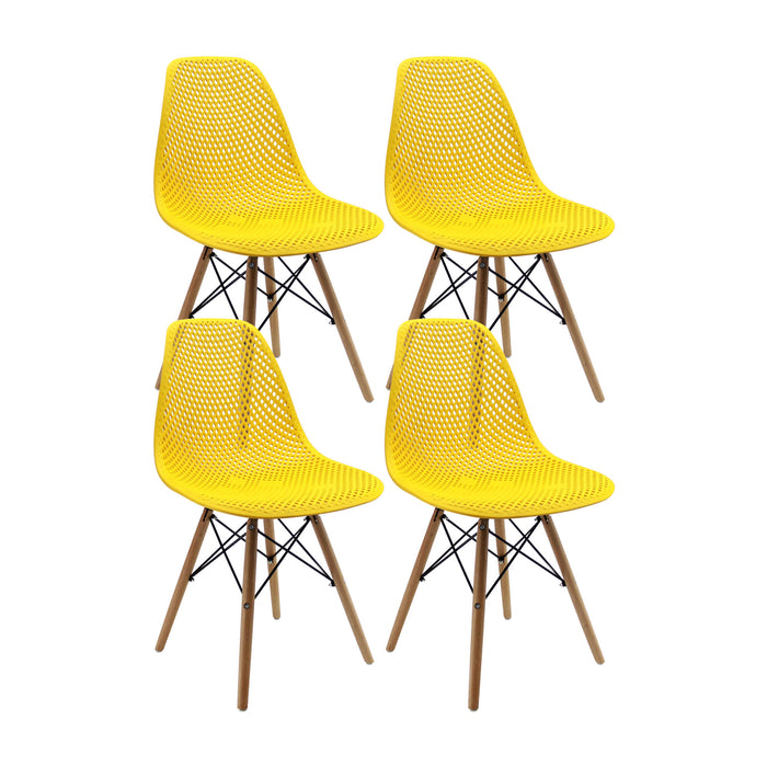 Kit por 4 sillas de comedor tipo Eames color color amarillo marca Boxbit