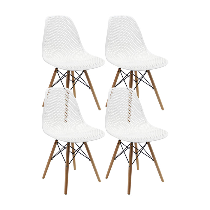 Kit por 4 sillas de comedor tipo Eames color blanco