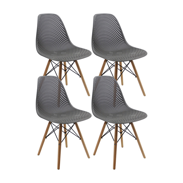 Kit por 4 sillas de comedor Colmeia tipo Eames color gris