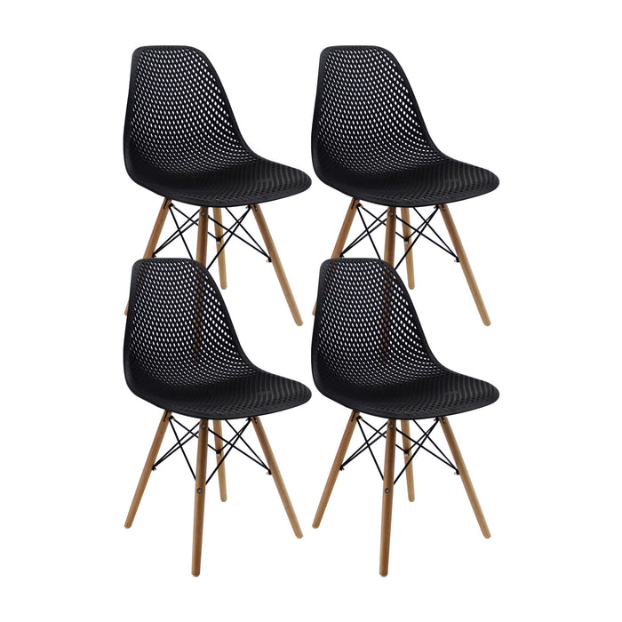 Kit por 4 sillas de comedor tipo Eames color negro