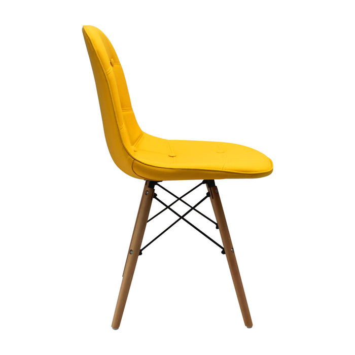 Silla de comedor DKR botones tipo Eames color amarillo