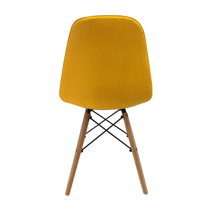 Silla de comedor DKR botones tipo Eames color amarillo