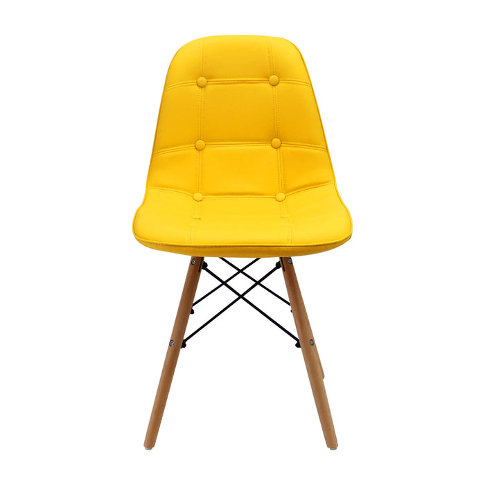 Silla de comedor DKR botones tipo Eames color amarillo