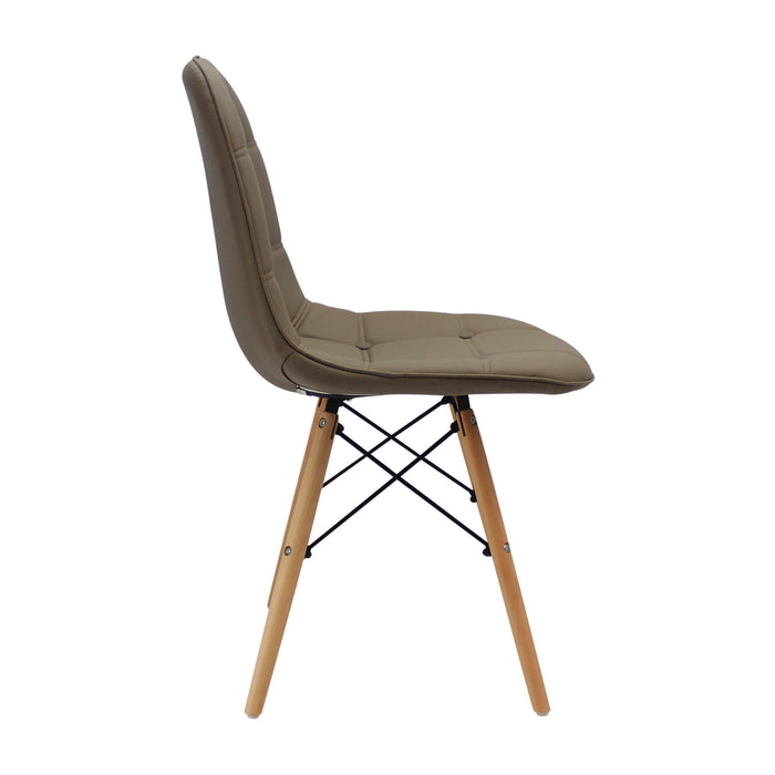 Silla de comedor DKR botones tipo Eames color beige