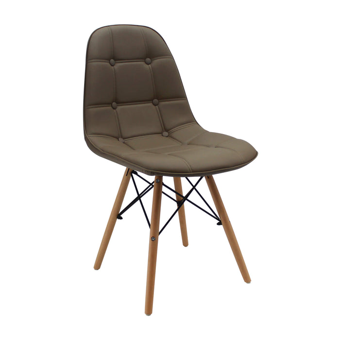 Silla de comedor DKR botones tipo Eames color beige