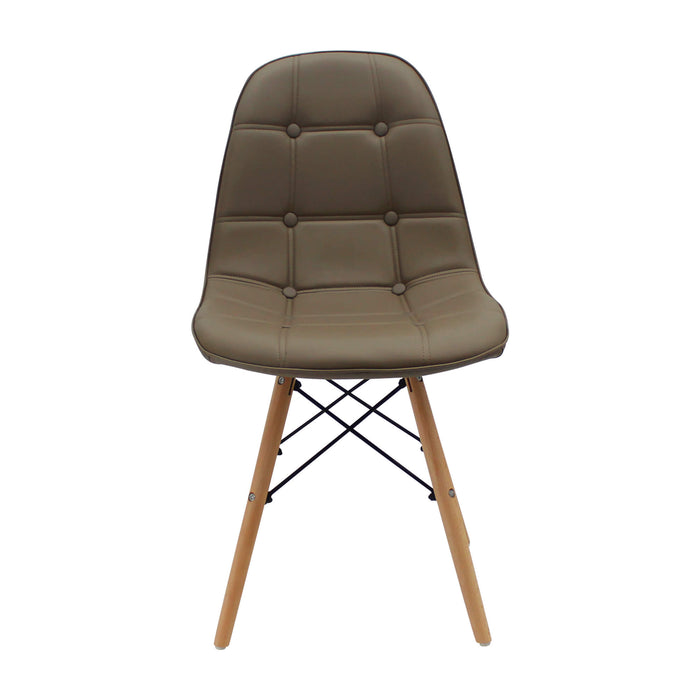 Silla de comedor DKR botones tipo Eames color beige