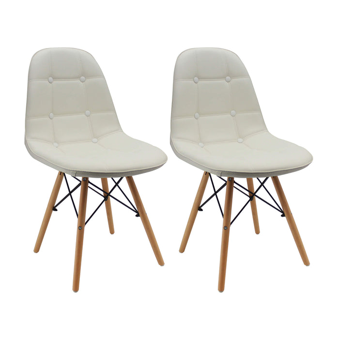 Kit por 2 sillas de comedor DKR botones tipo Eames color blanco