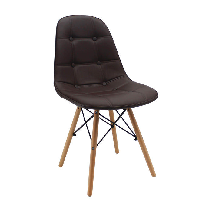 Silla de comedor  DKR botones tipo Eames color café