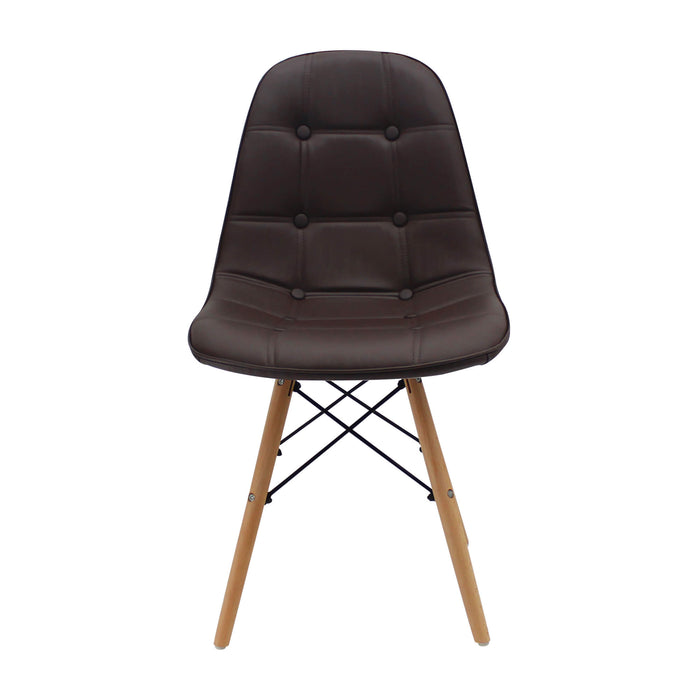 Silla de comedor  DKR botones tipo Eames color café