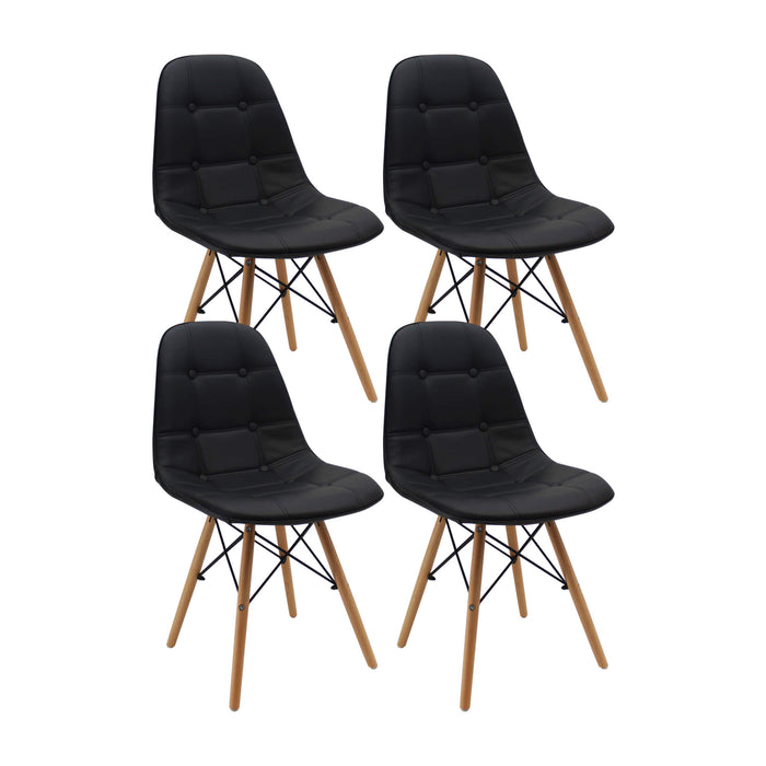 Kit por 4 sillas de comedor DKR botones tipo Eames color negro