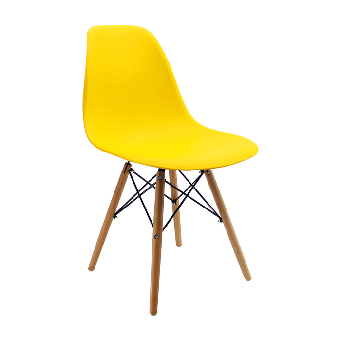 Silla de comedor DKR tipo Eames color amarillo