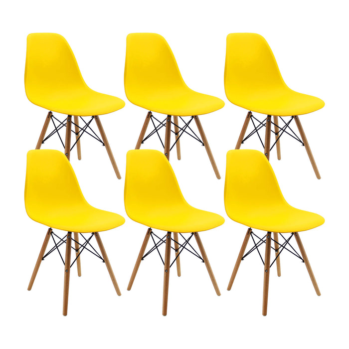 Kit por 6 sillas de comedor DKR tipo Eames color amarillo