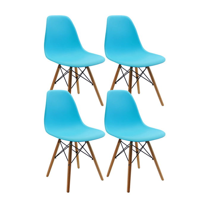 Kit por 4 sillas de comedor DKR tipo Eames para comedor  Azul