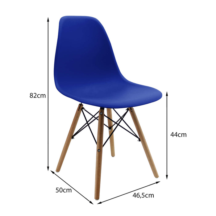 Silla de comedor DKR tipo Eames para comedor color azul rey