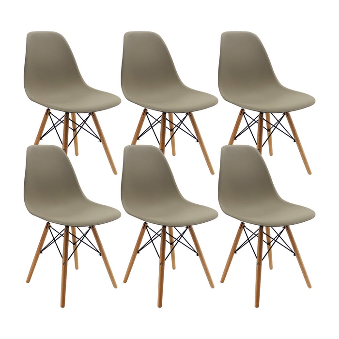 Kit por 6 sillas de comedor DKR tipo Eames color beige