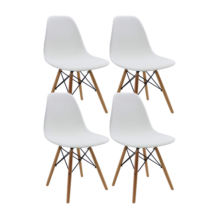 Kit por 4 sillas de comedor DKR tipo Eames color blanco