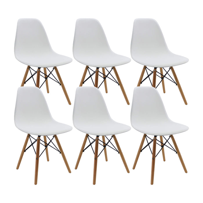 Kit por 6 sillas de comedor DKR tipo Eames color blanco