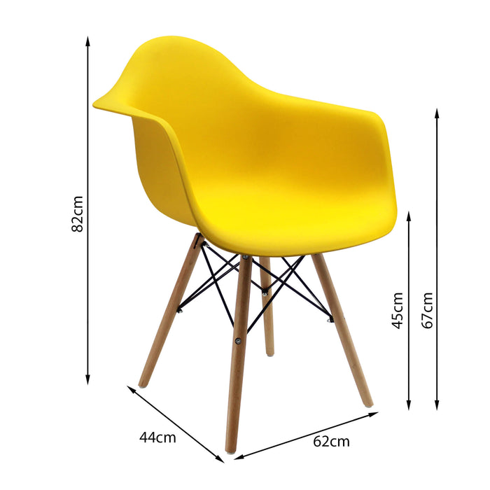 Silla de comedor tipo Eames brazos color amarillo