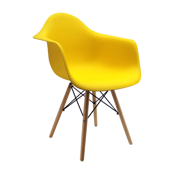 Silla de comedor tipo Eames brazos color amarillo