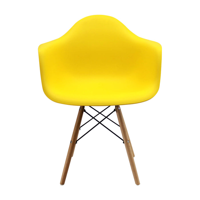 Silla de comedor tipo Eames brazos color amarillo